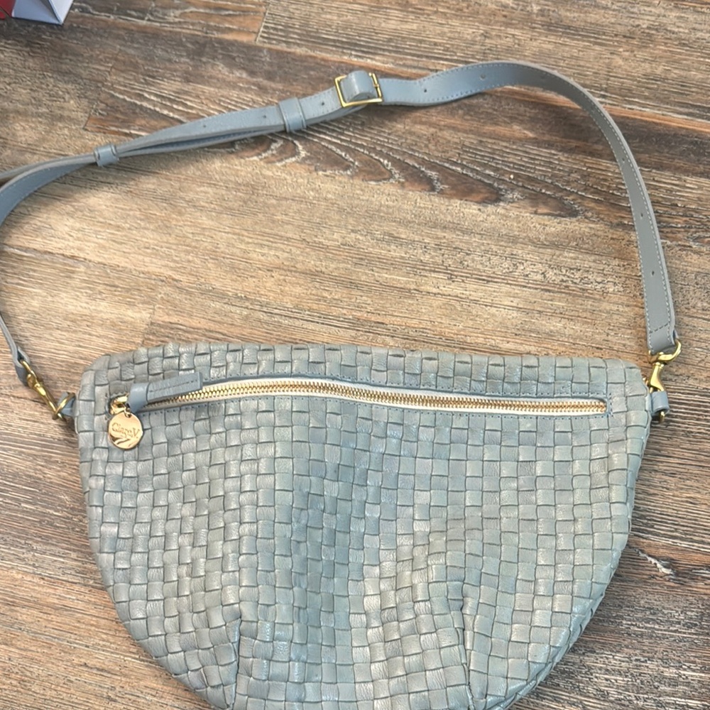 Woven light blue Leather Fanny Bag